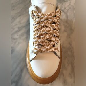 Alexander McQueen sneakers size 37.5 white and yellow gold.